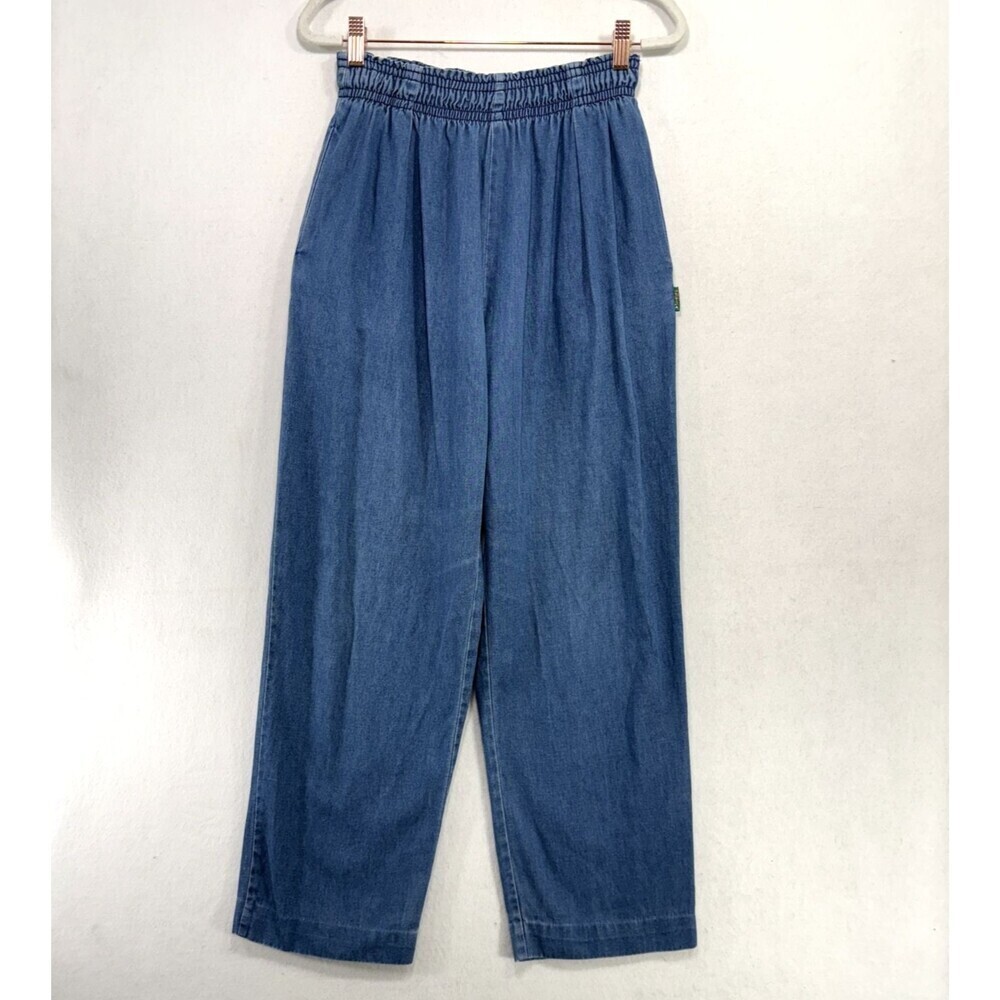 Vintage Gene Ewing BIS Pants Women Petite Denim Elastic Waist Made USA 90s
